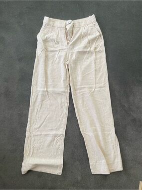 Abercrombie & Fitch Light Beige Linen Waistband Pants